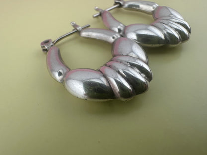 Sterling Silver Puffy Hoops