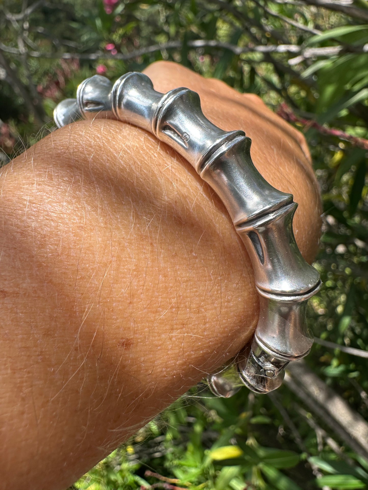 Edwardian Sterling Silver Bamboo Hinged Bangle