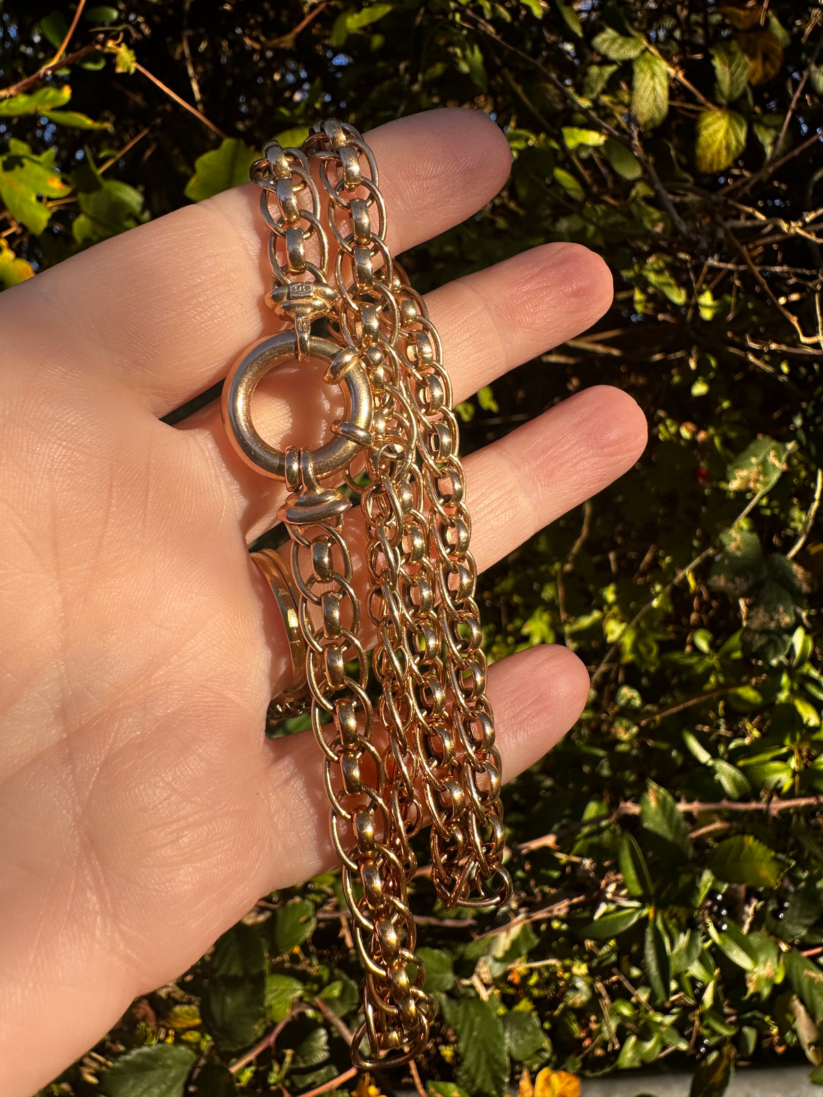 Vintage 9ct Peachy Gold Roller Ball chain with XL bolt clasp