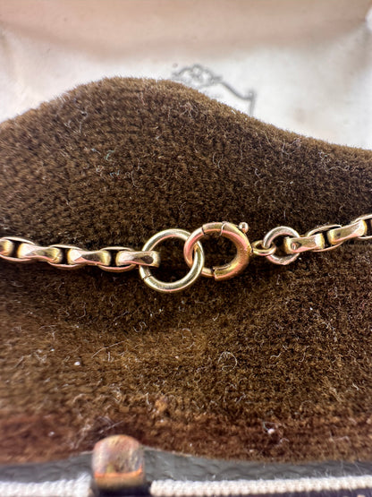 Antique 9ct Peachy Gold Oval Belcher Bracelet with bolt clasp