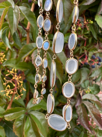 Antique 9ct Gold Bezel set Moonstone necklace