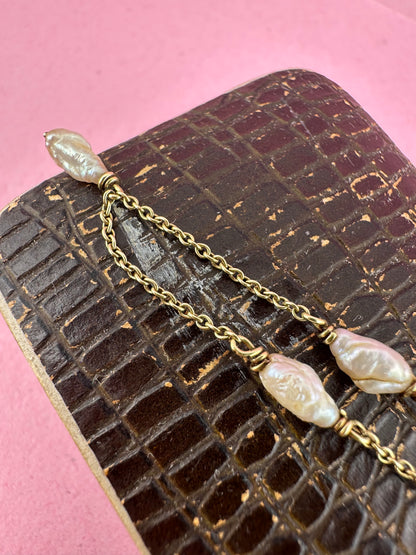 14ct Rice Pearl Bracelet with 9ct bolt clasp