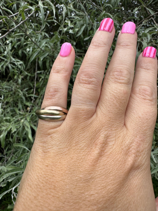 Vintage 9ct Gold Tri-colour Russian rolling band