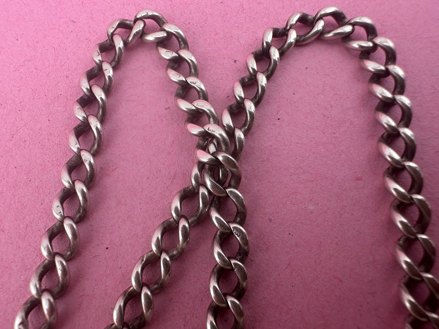 Sterling Silver Albert Chain with double dog clips