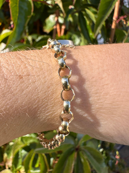 Vintage 9ct Rolo Belcher bracelet with heart padlock