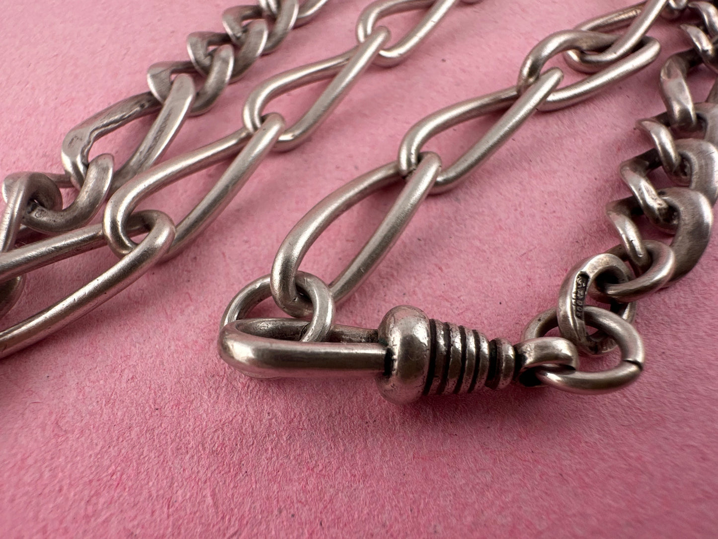 Re-imagined mixed link 800 & Sterling silver Albert chain with XL bolt clasp.
