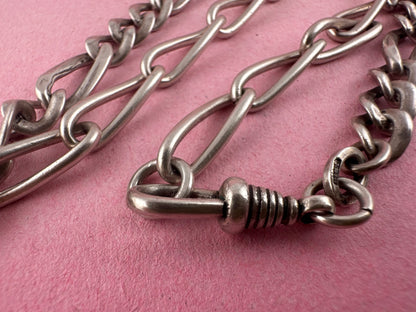 Re-imagined mixed link 800 & Sterling silver Albert chain with XL bolt clasp.