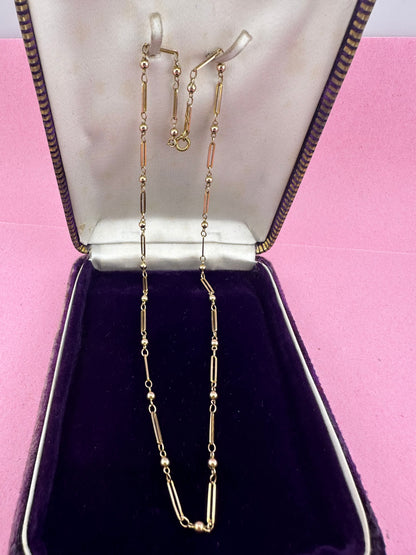 Antique 9ct Gold Trombone and ball link chain