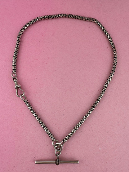 Sterling Silver Star Pierced chain with dog clip and T-Bar