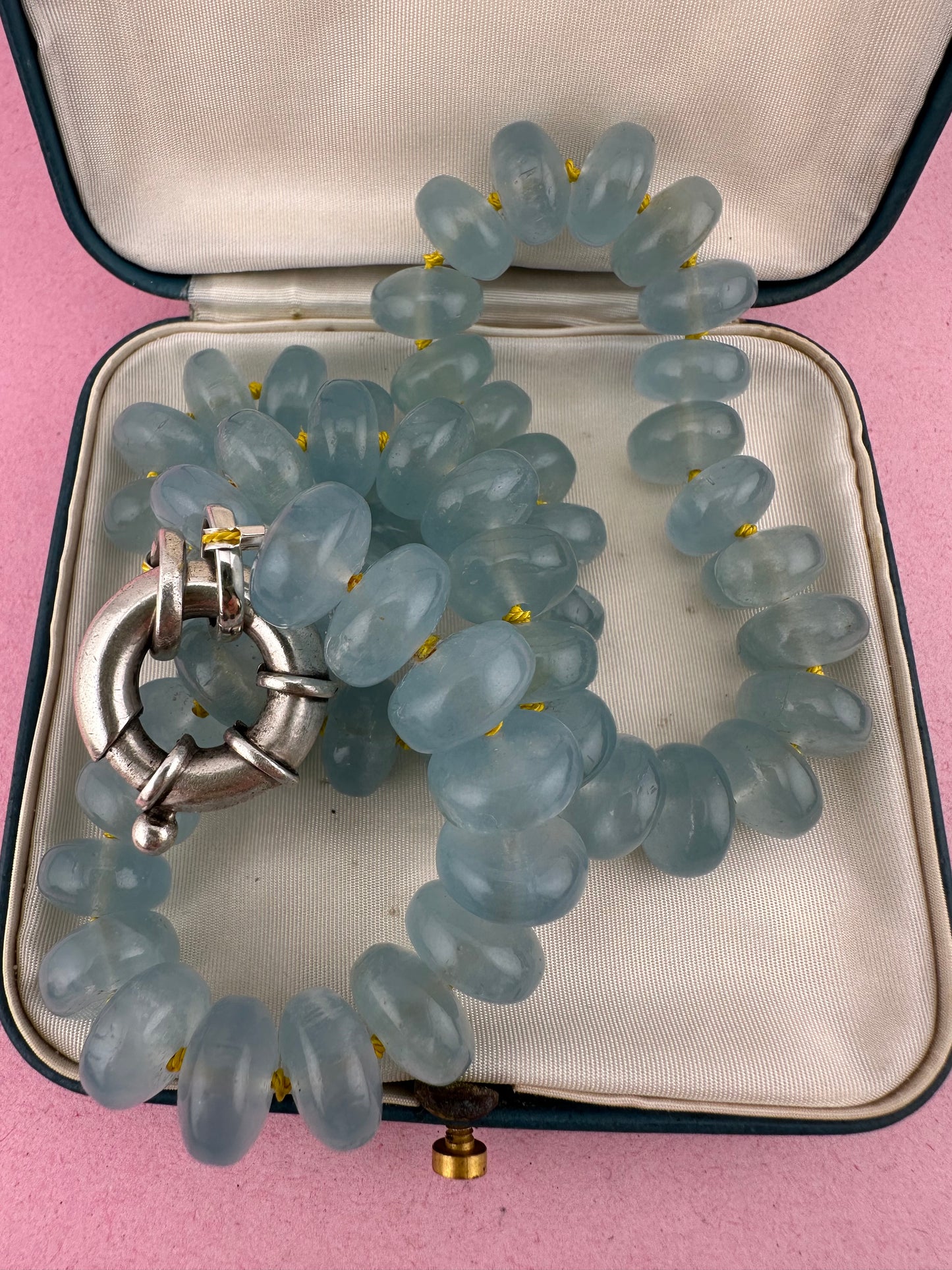 Re-imagined Vintage Topaz Beads with vintage XL Silver Bolt clasp