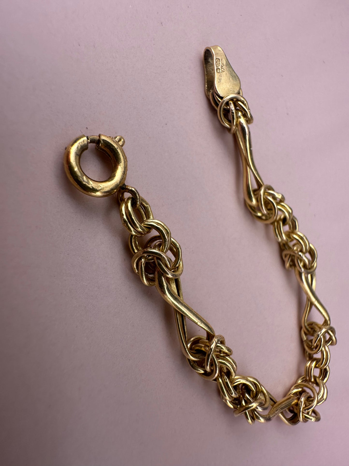 Vintage 9ct Yellow gold Byzantine & infinity link extender