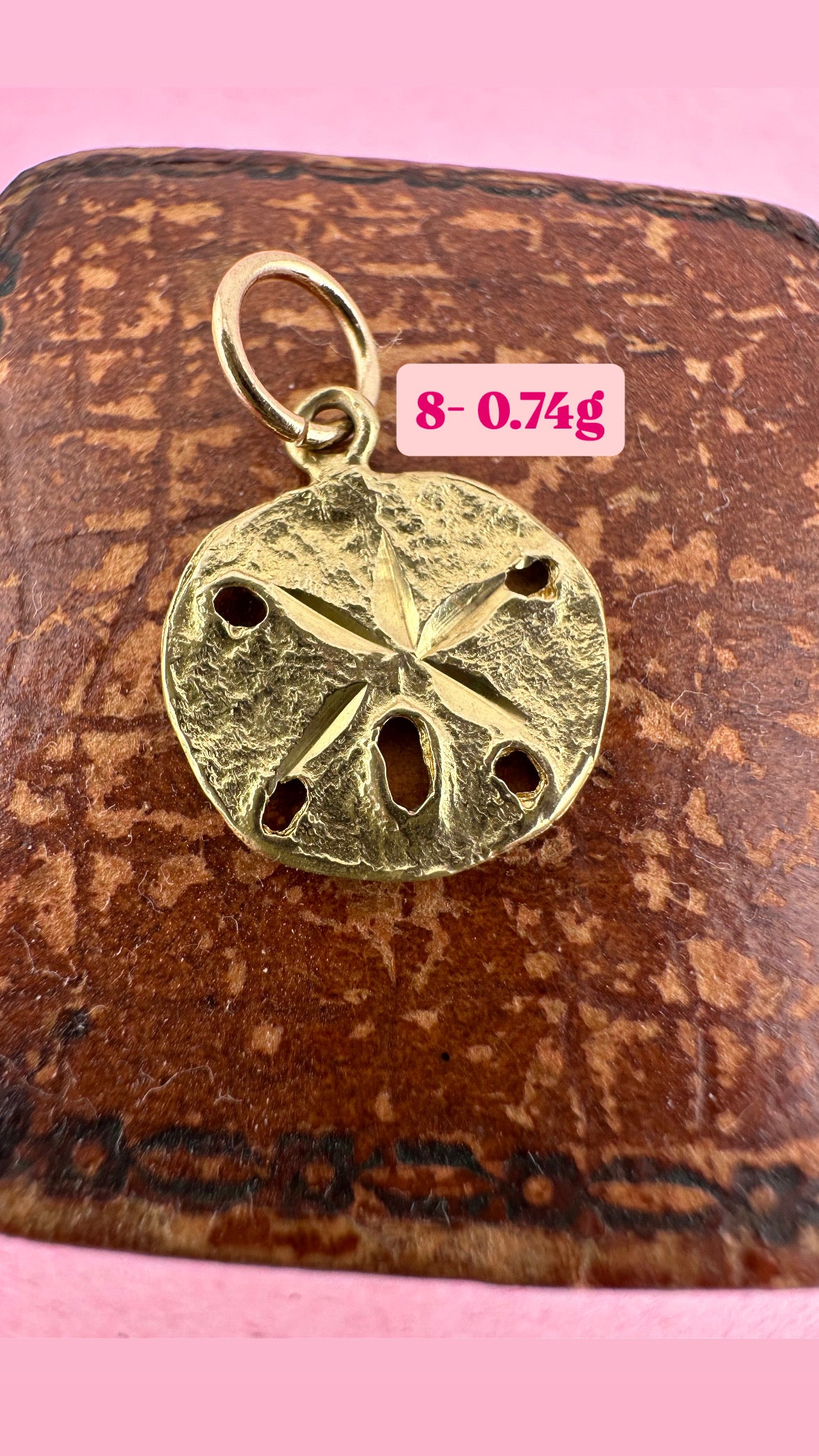 Vintage 14ct Sand Dollar Sea Urchin Charm with 9ct Gold bail.