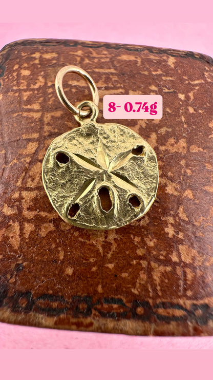 Vintage 14ct Sand Dollar Sea Urchin Charm with 9ct Gold bail.