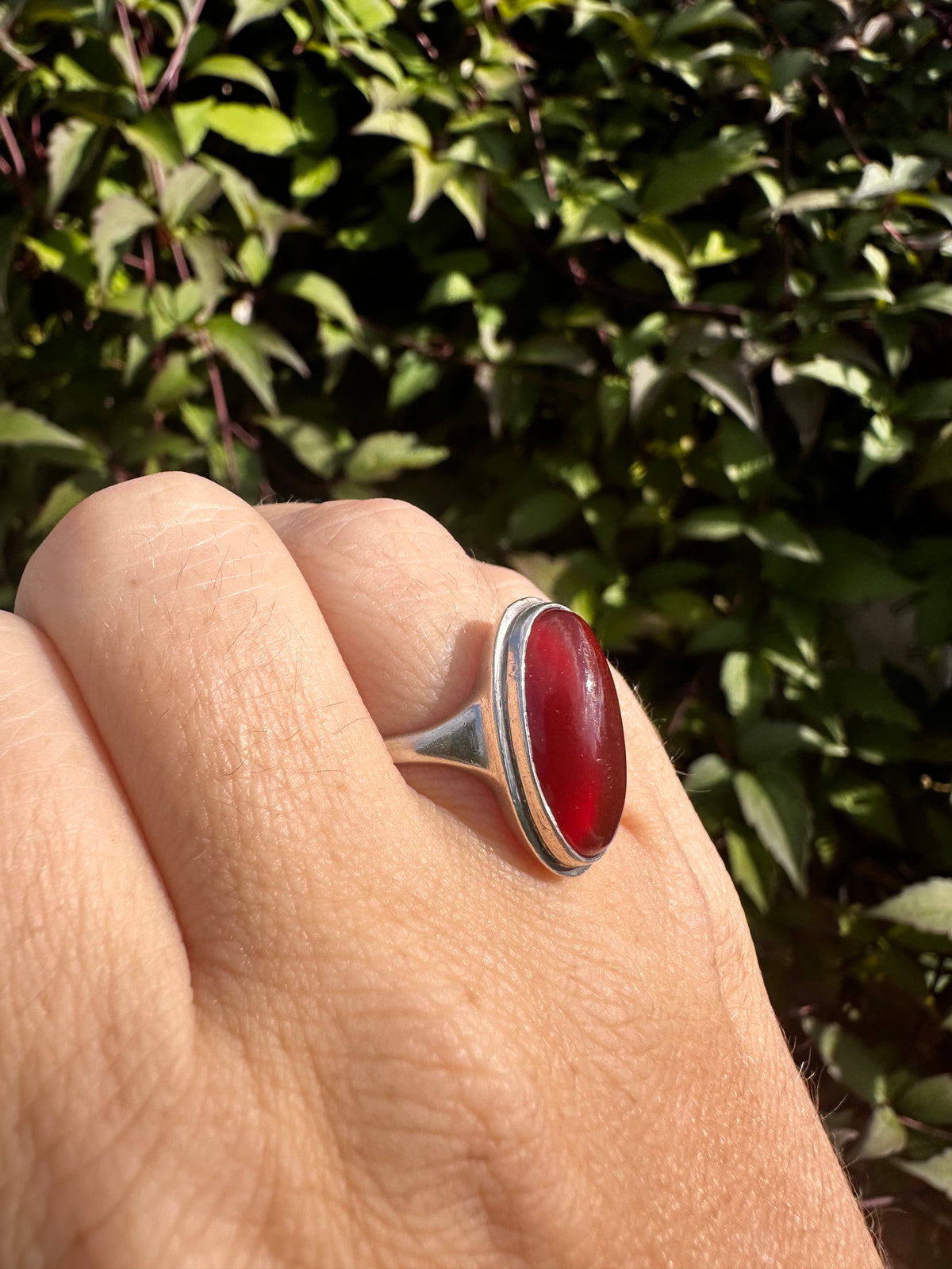 Sterling Silver Carnelian Cabochon Ring