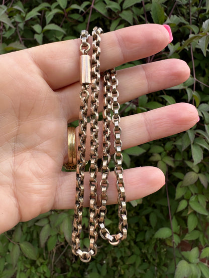 Antique 9ct Gold Flat edged belcher with faceted barrel clasp