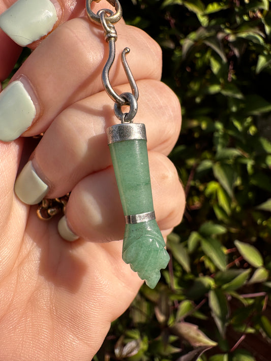 Sterling Silver Aventurine Figa Hand pendant
