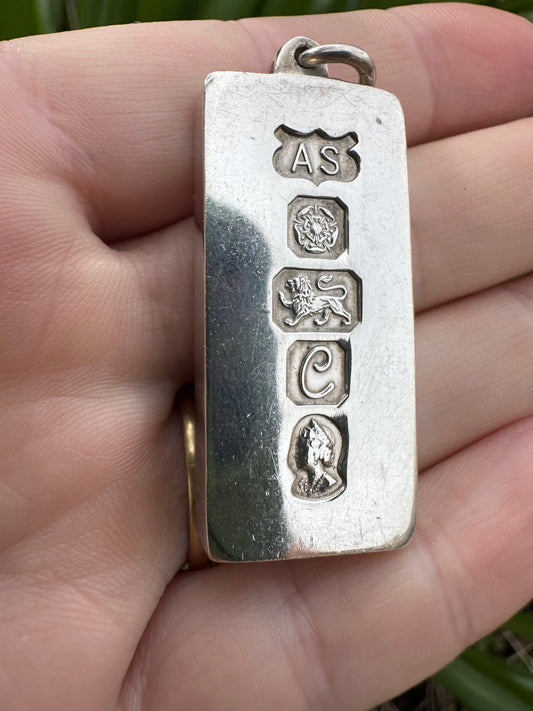 Vintage Silver Ingot Pendant - Silver jubilee 1977