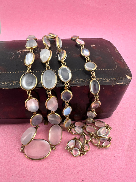 Antique 9ct Gold Bezel set Moonstone necklace