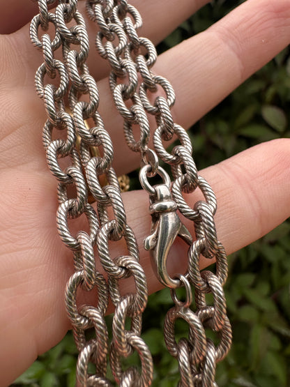 Sterling silver textured cable chain