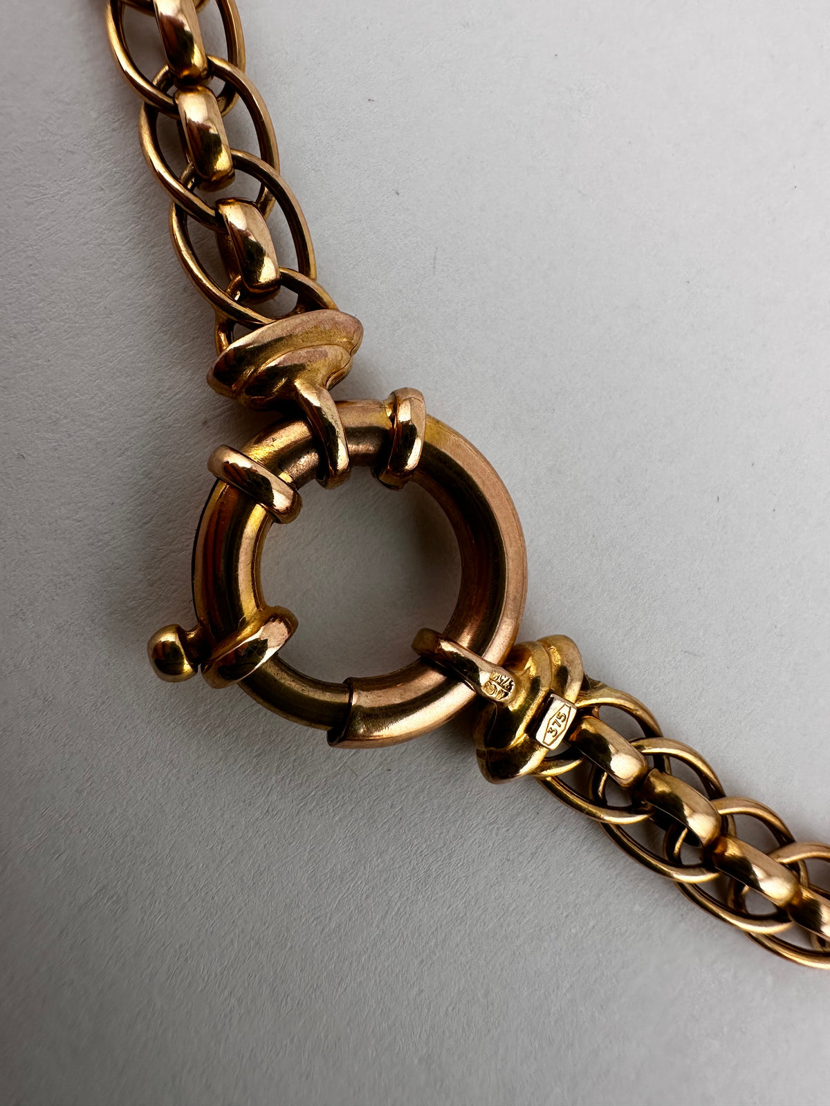 Vintage 9ct Peachy Gold Roller Ball chain with XL bolt clasp