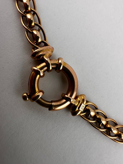 Vintage 9ct Peachy Gold Roller Ball chain with XL bolt clasp