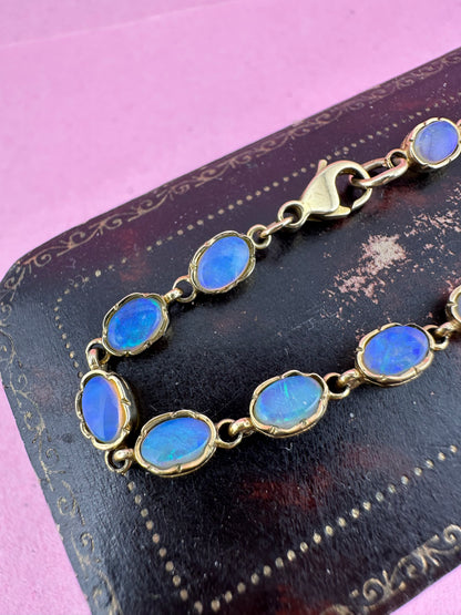 Vintage 9ct Gold Opal tennis bracelet