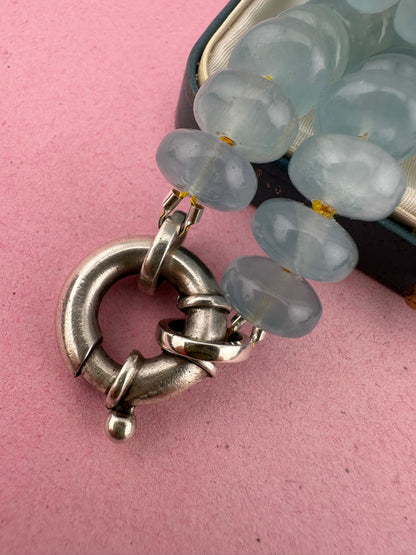 Re-imagined Vintage Topaz Beads with vintage XL Silver Bolt clasp