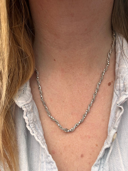 Sterling Silver disco and foxtail twist chain