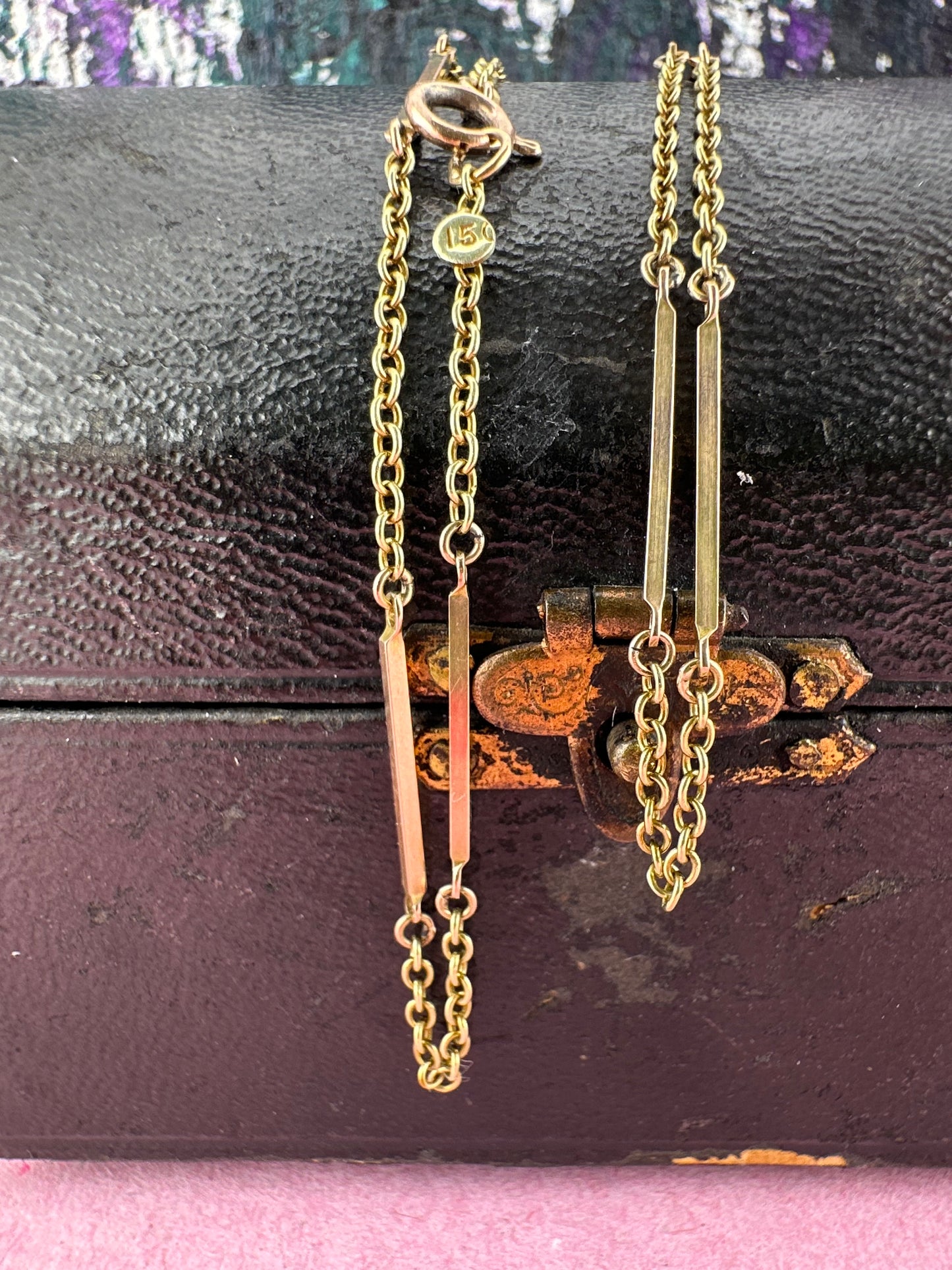 Antique 15ct Gold Bar link chain