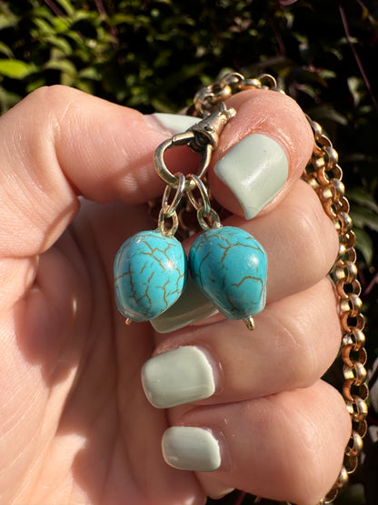 9ct Gold and Turquoise Skull charms