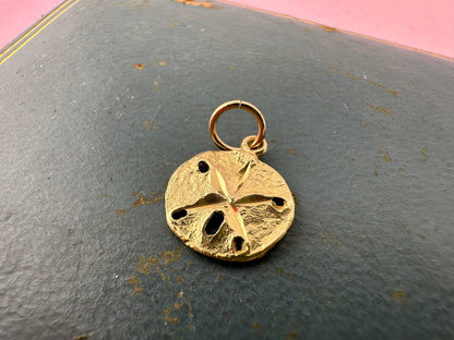 Vintage 14ct Sand Dollar Sea Urchin Charm with 9ct Gold bail.