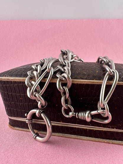 Re-imagined mixed link 800 & Sterling silver Albert chain with XL bolt clasp.