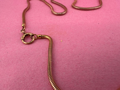 Antique 9ct Rose Gold Snake chain with bolt clasp