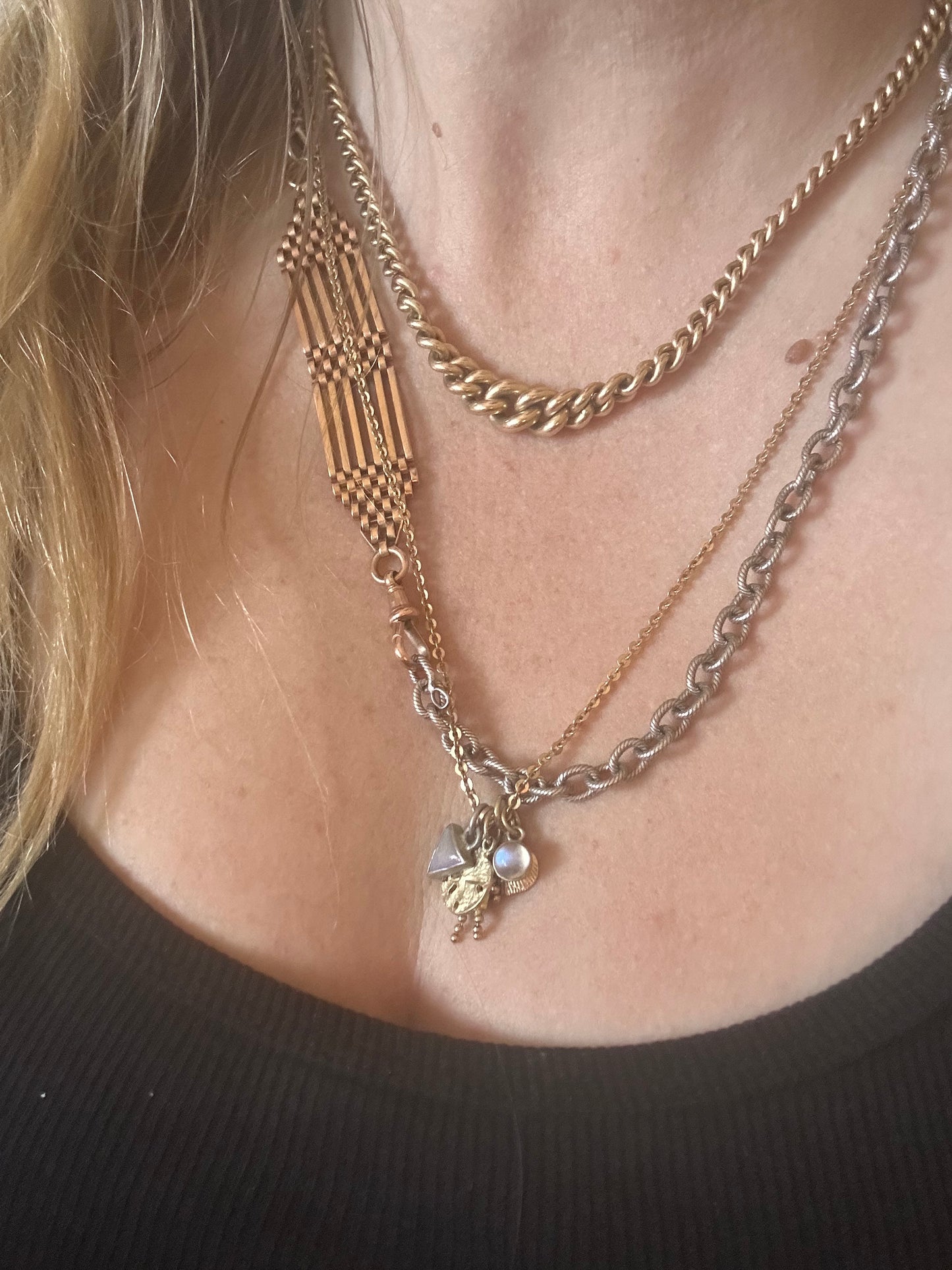 Sterling silver textured cable chain