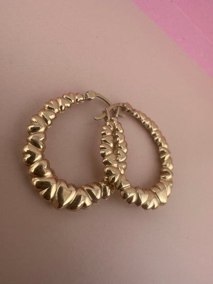 Vintage 9ct Heart Hoops