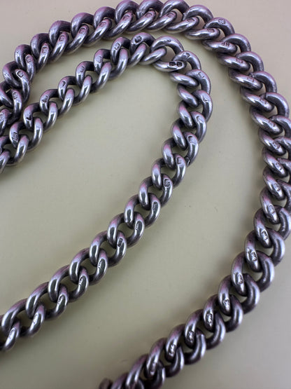 Reimagined Sterling Silver Albert chain with Compass Fob