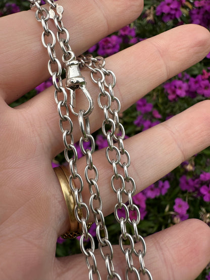 Vintage Sterling silver cable chain with dog clip
