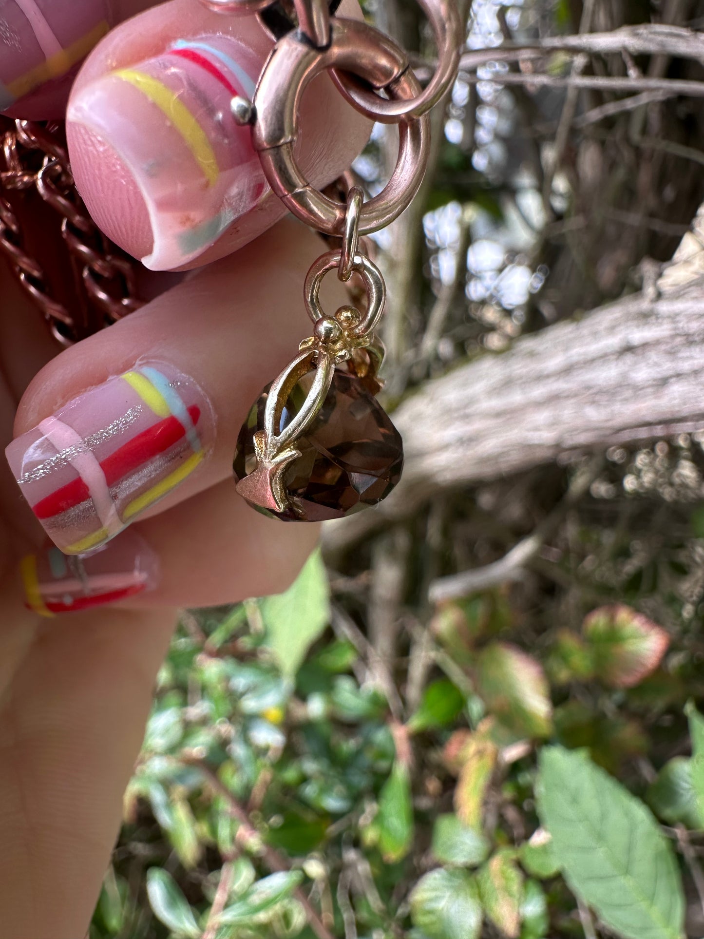 Vintage Mini 9ct yellow gold Smokey Quartz fob