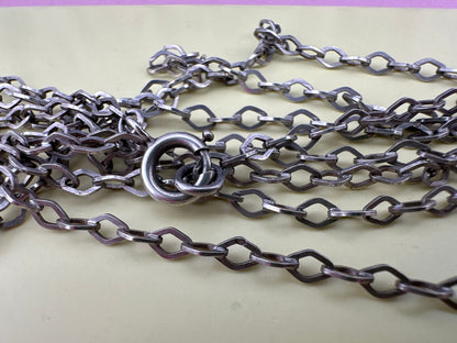 French 800 Silver Lozenge link Long Guard chain