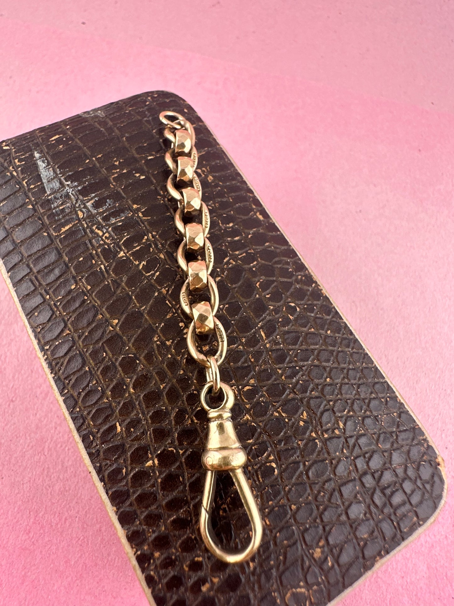 Antique 9ct Gold Roller Ball extender with dog clip