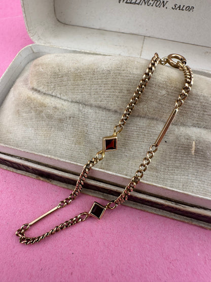 Antique 9ct Rose Gold mix link bracelet with bolt clasp