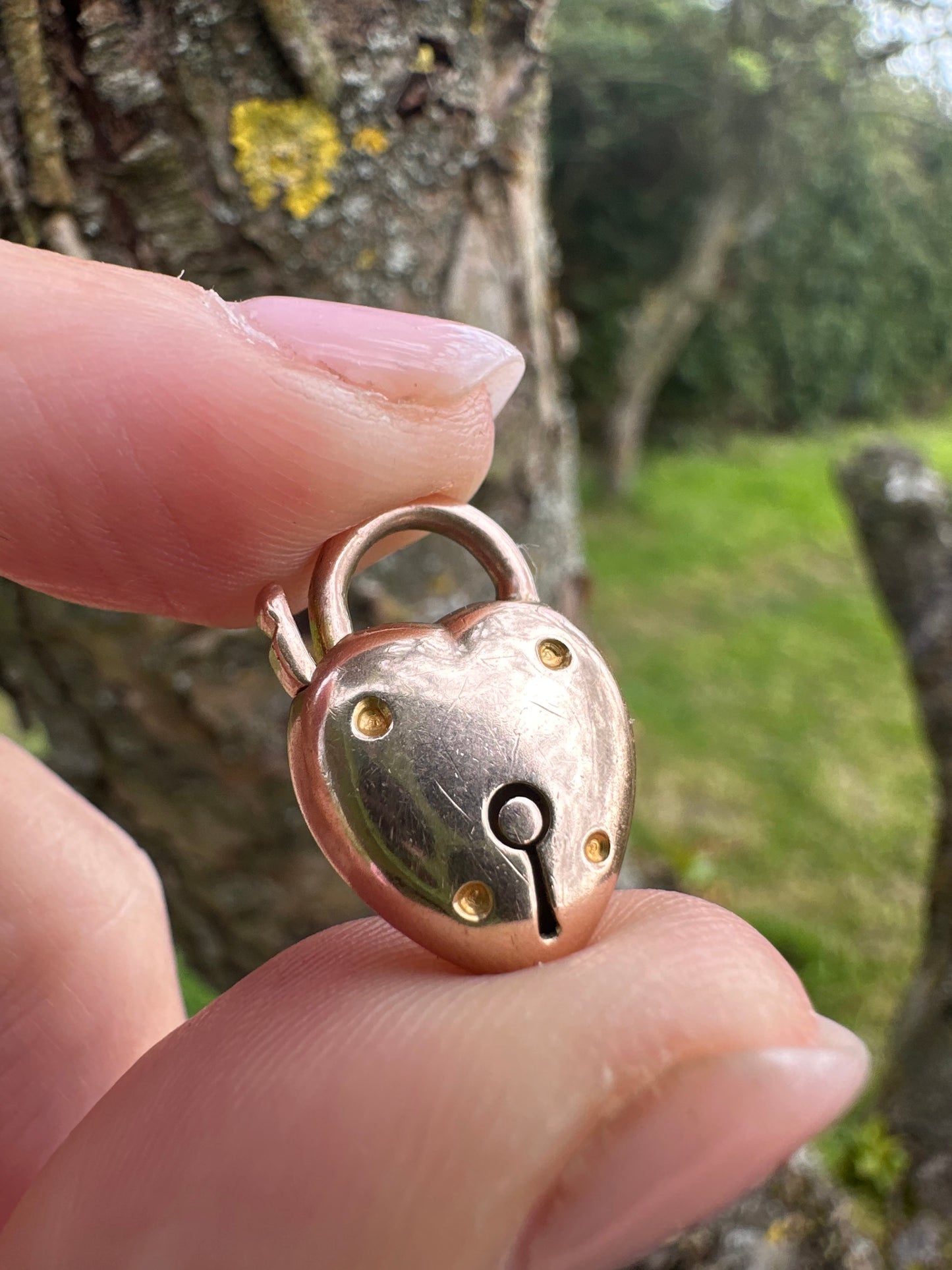 Antique 9ct Rose gold Puffy heart padlock