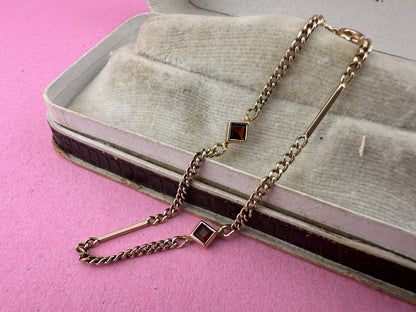 Antique 9ct Rose Gold mix link bracelet with bolt clasp