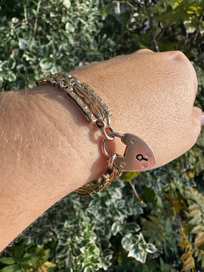 Vintage 9ct Rose Gold Patterned Gate Bracelet