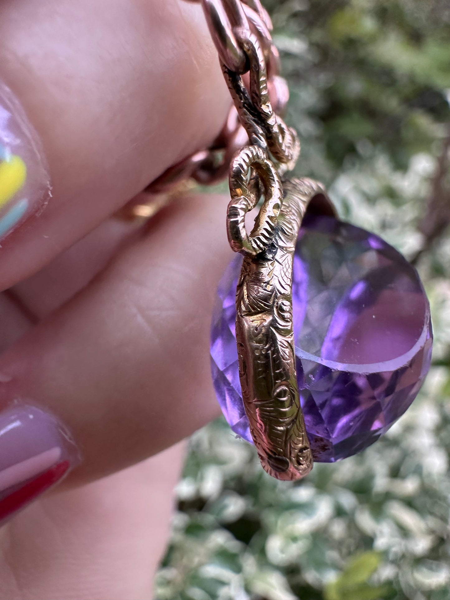 Antique 9ct Gold Amethyst Fob