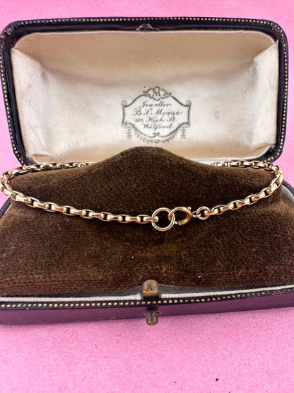 Antique 9ct Peachy Gold Oval Belcher Bracelet with bolt clasp