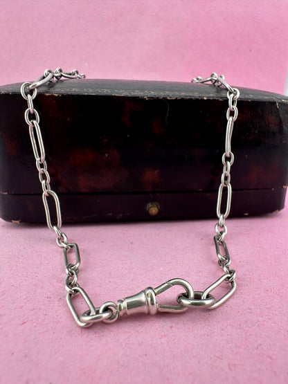 Antique 800 Silver mini trombone chain with dog clip