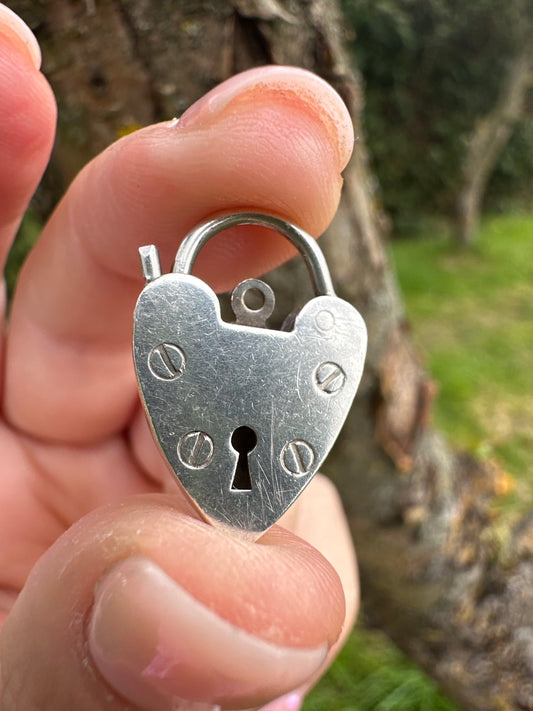 Vintage Sterling Silver Heart Padlock