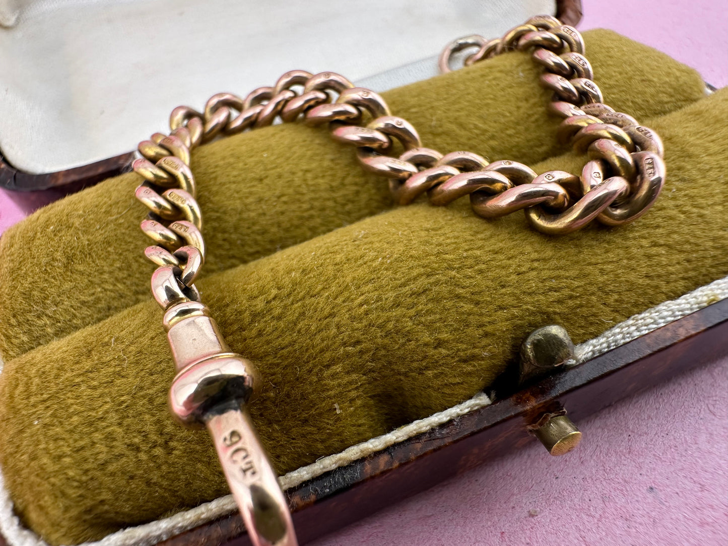 Antique 9ct Rose Gold Graduated Curb extender