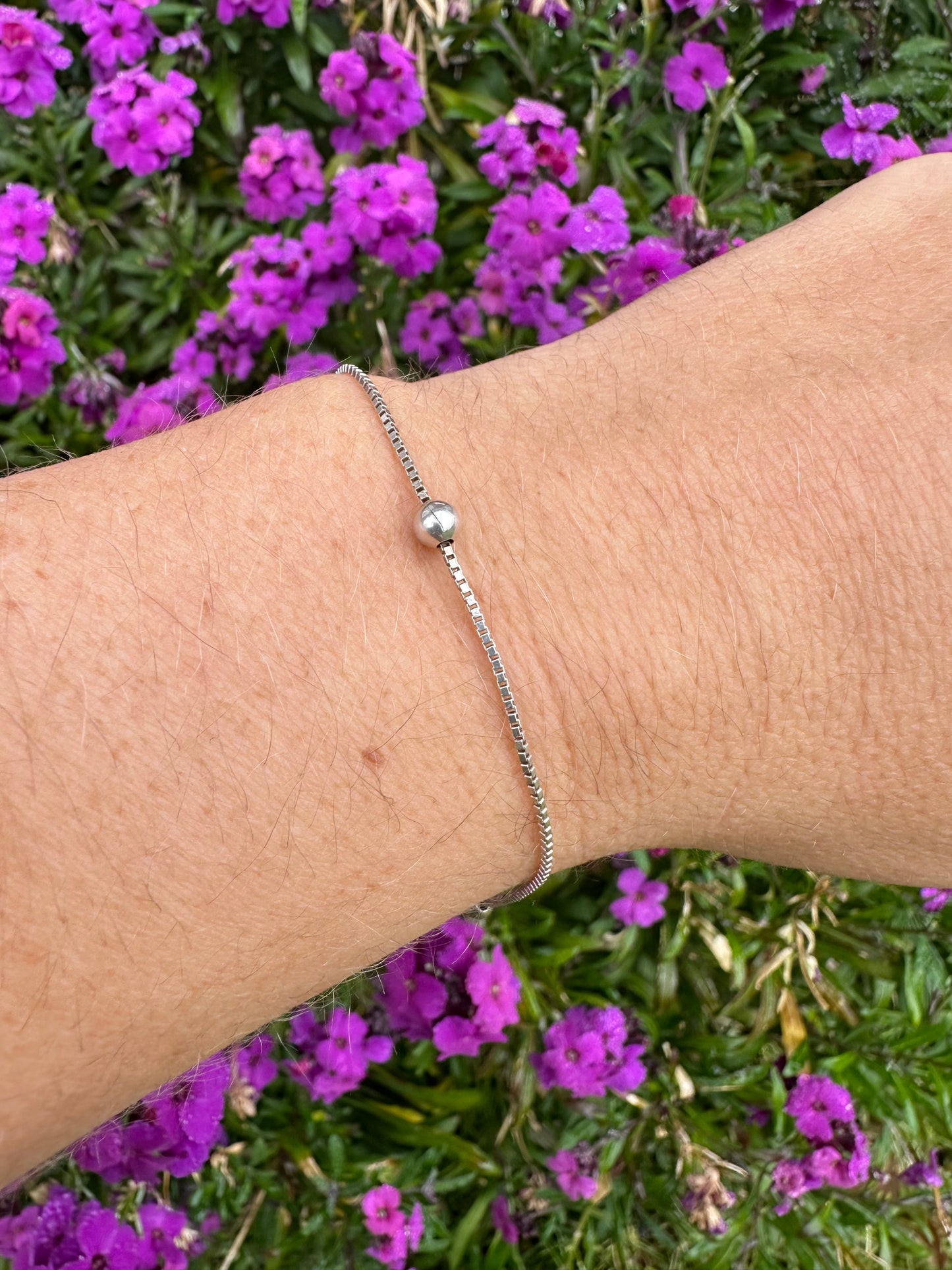 Vintage Sterling silver box and ball bracelet